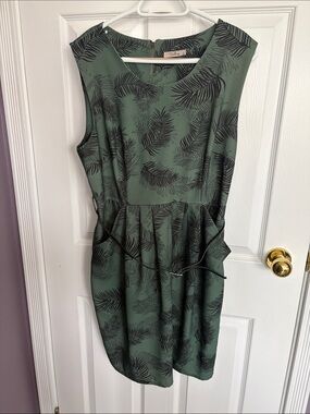 Darling Olive Green Palm-Print Midi Dress